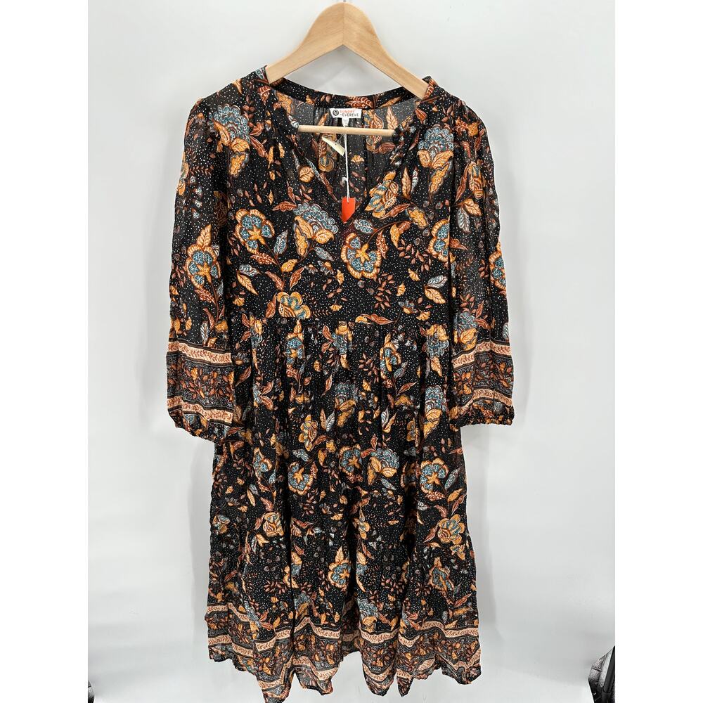 Sundry for Evereve NWT Felicity Floral 100% Cotton V Neck Midi Dress // S - Picture 4 of 13